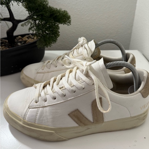 Veja Women's Cream and Tan Sneakers - Picture 3 of 7